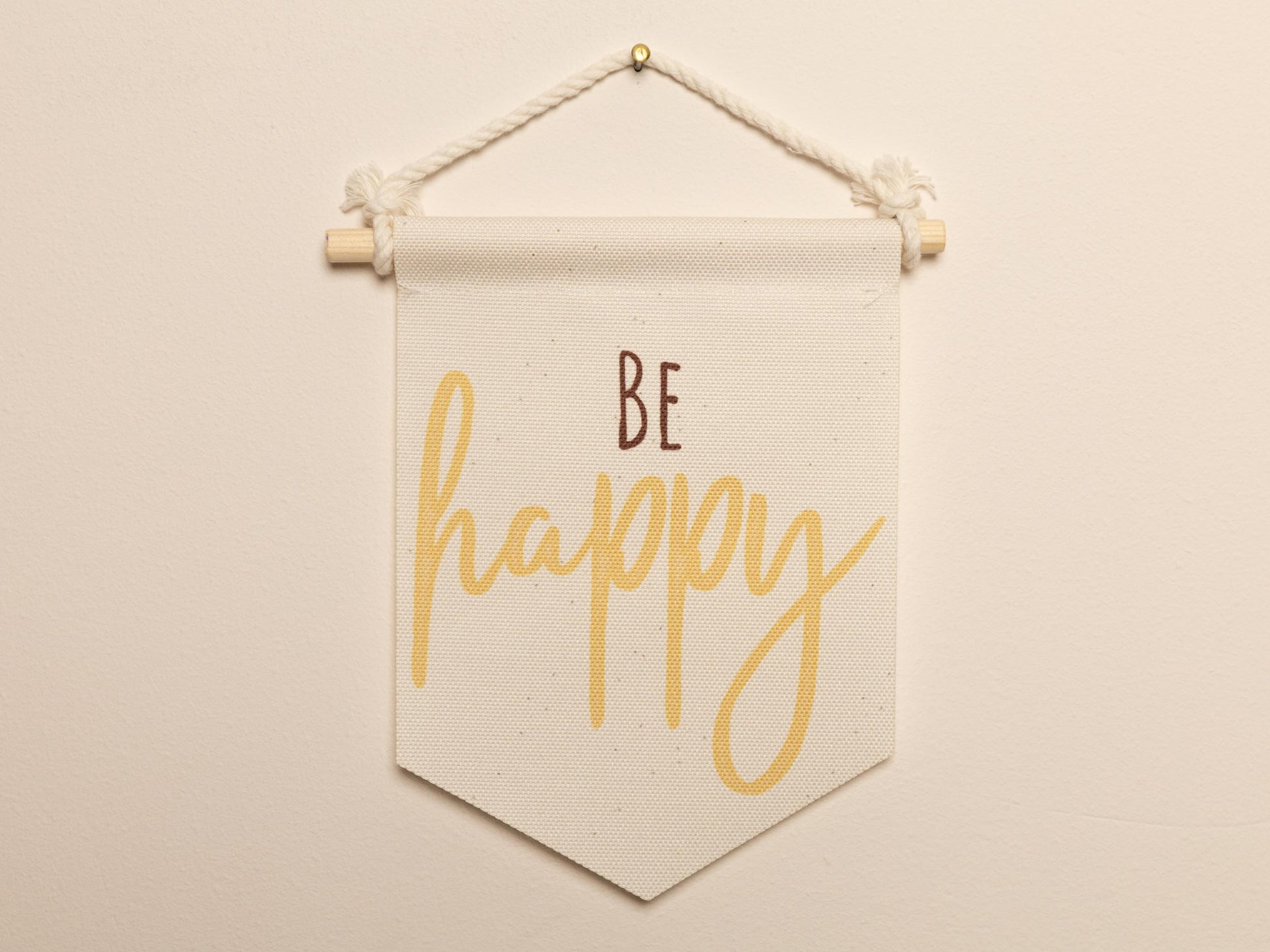 Stoffwimpel Be Happy mit Affirmations Spruch