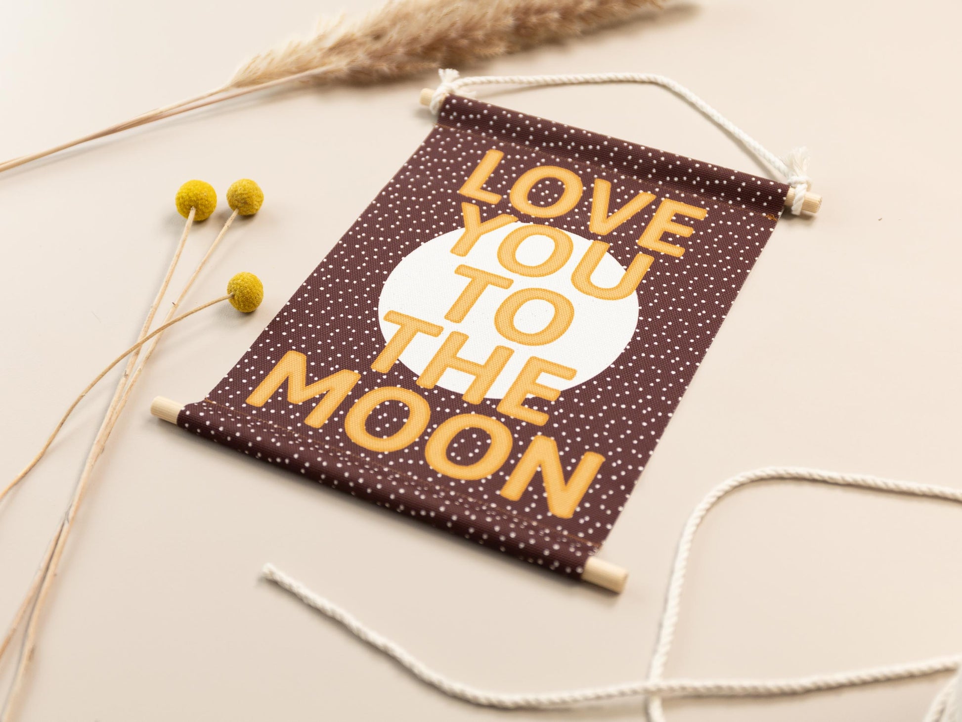 Love You To The Moon Stoffwimpel für das Kinderzimmer