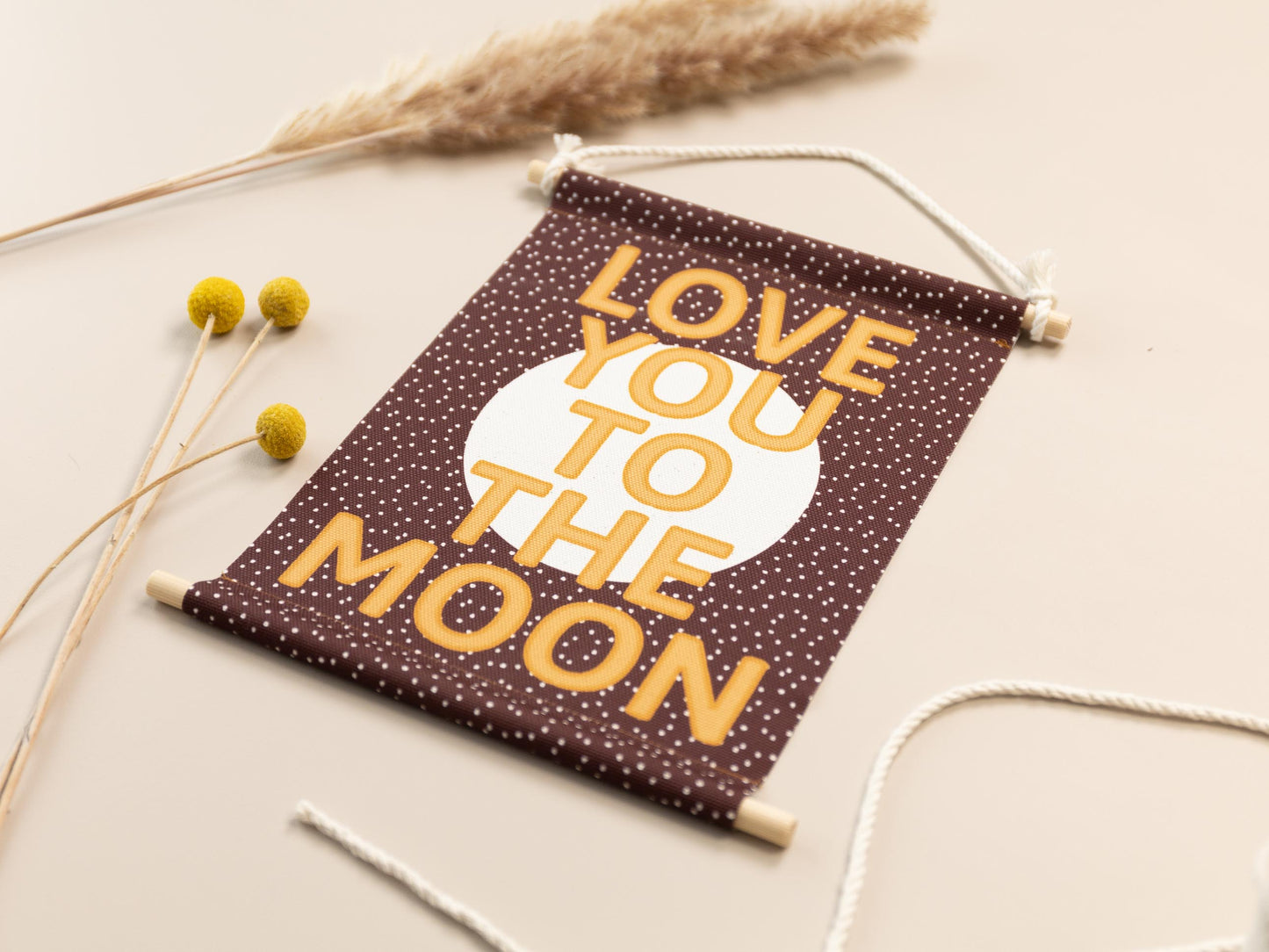 Love You To The Moon Stoffwimpel für das Kinderzimmer